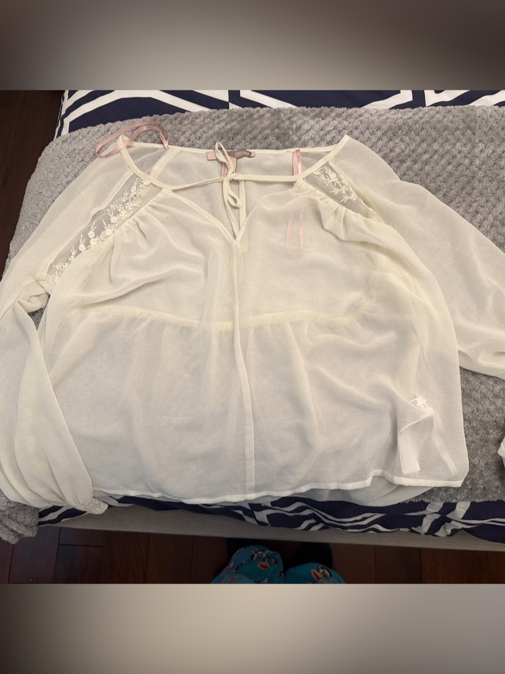 White Lace Trim Blouse